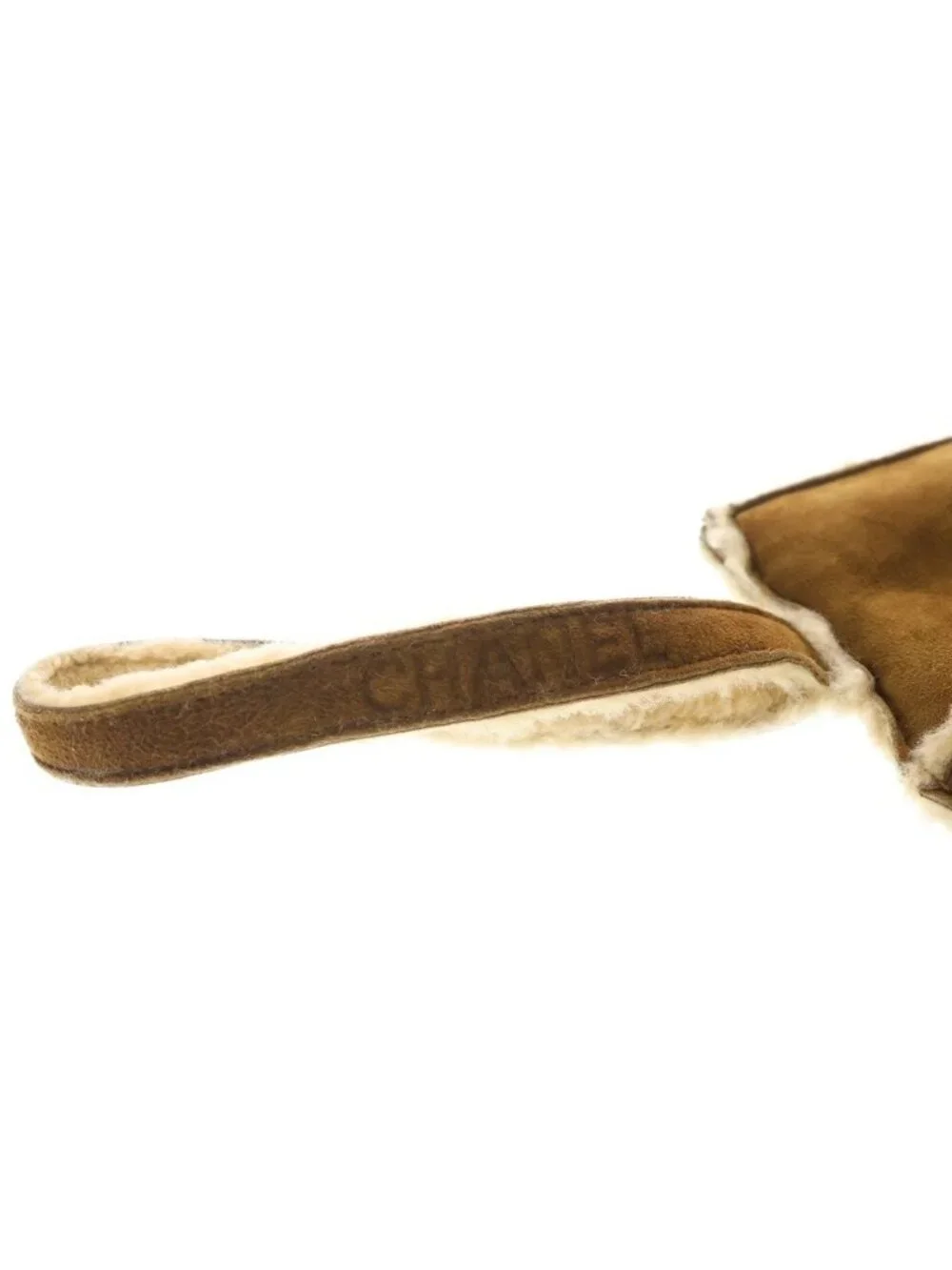 Chanel CC Logo Shearling Pouch Brown Protection Seal